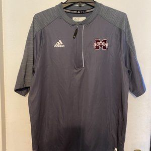 MS State Adidas Climalite ¼ Zip Pullover Shirt Men’s Size Large Gray ShortSleeve